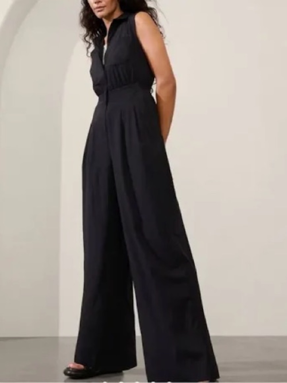 Athleta Brooklyn Heights Wide Leg Sleeveless Gray Jumpsuit Size 12/G